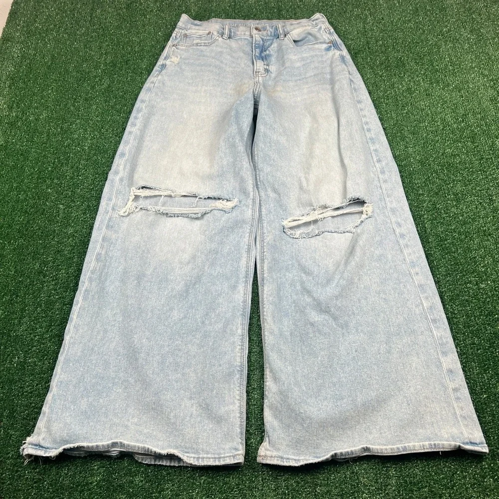 American Eagle Super High-Rise Ultra Wide Leg Jeans Women's 4 Short 28x28.5 Blue